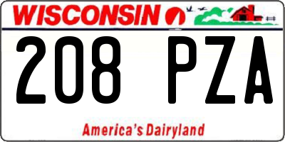 WI license plate 208PZA