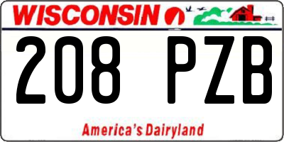 WI license plate 208PZB