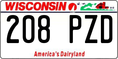 WI license plate 208PZD