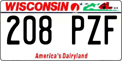 WI license plate 208PZF