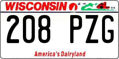 WI license plate 208PZG