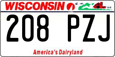 WI license plate 208PZJ