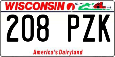 WI license plate 208PZK