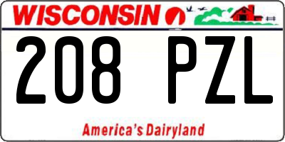 WI license plate 208PZL