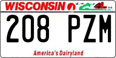 WI license plate 208PZM