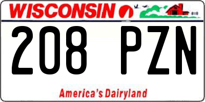 WI license plate 208PZN