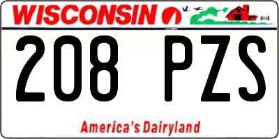 WI license plate 208PZS