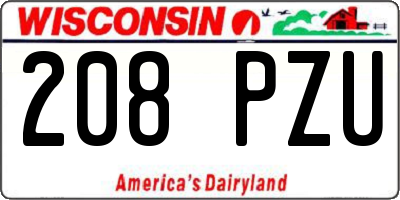 WI license plate 208PZU