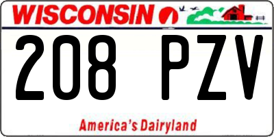 WI license plate 208PZV
