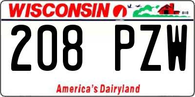 WI license plate 208PZW