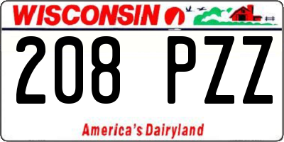 WI license plate 208PZZ