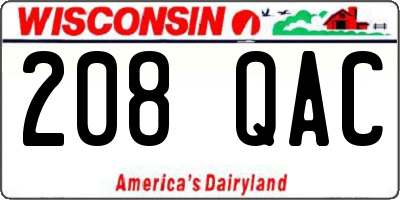 WI license plate 208QAC
