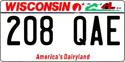 WI license plate 208QAE