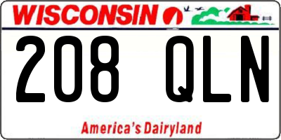 WI license plate 208QLN