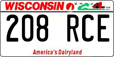 WI license plate 208RCE