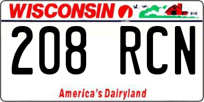 WI license plate 208RCN