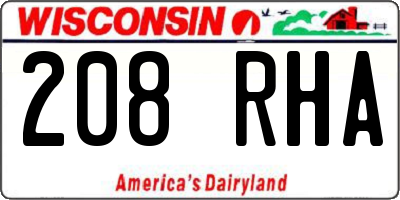 WI license plate 208RHA