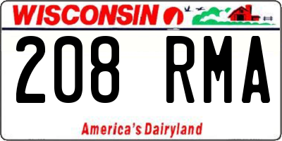 WI license plate 208RMA