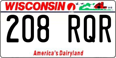 WI license plate 208RQR