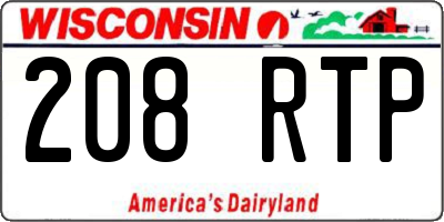 WI license plate 208RTP