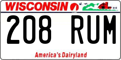 WI license plate 208RUM