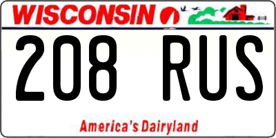 WI license plate 208RUS