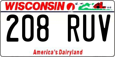 WI license plate 208RUV
