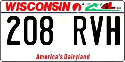 WI license plate 208RVH