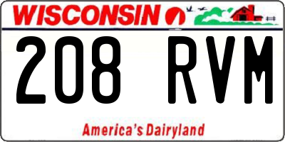 WI license plate 208RVM