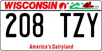 WI license plate 208TZY