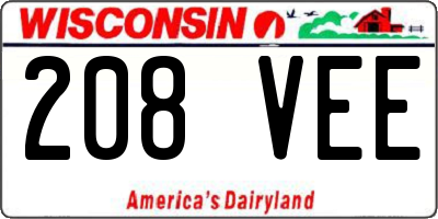 WI license plate 208VEE