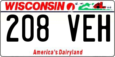 WI license plate 208VEH
