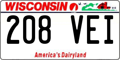 WI license plate 208VEI