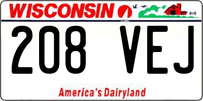 WI license plate 208VEJ