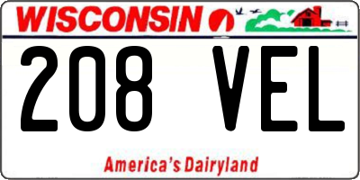 WI license plate 208VEL