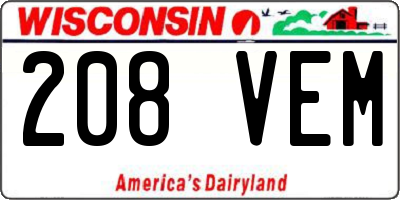 WI license plate 208VEM