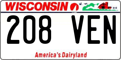 WI license plate 208VEN