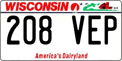 WI license plate 208VEP