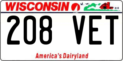 WI license plate 208VET