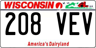 WI license plate 208VEV