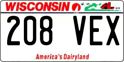 WI license plate 208VEX