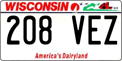 WI license plate 208VEZ