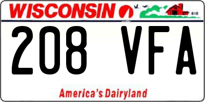 WI license plate 208VFA