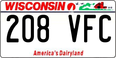 WI license plate 208VFC