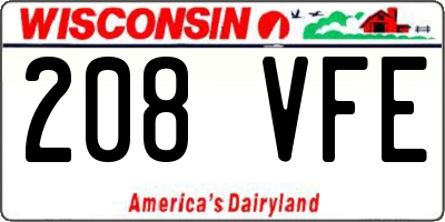 WI license plate 208VFE