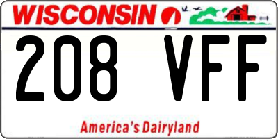 WI license plate 208VFF