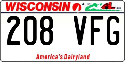 WI license plate 208VFG