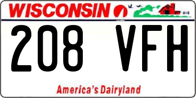 WI license plate 208VFH