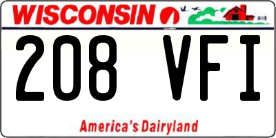 WI license plate 208VFI