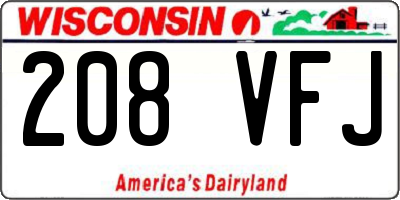 WI license plate 208VFJ